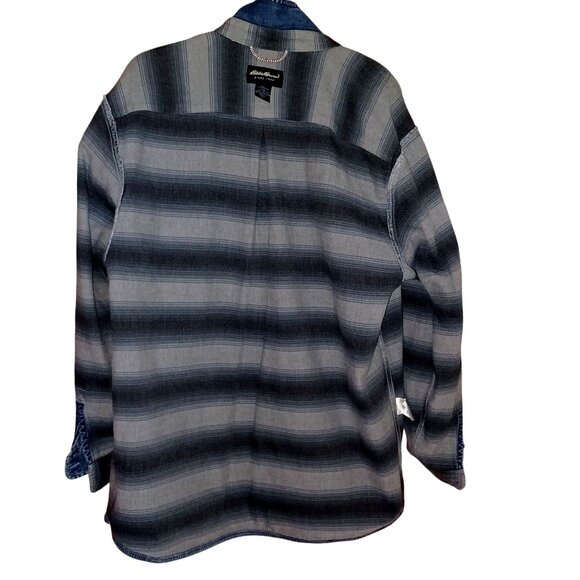 Eddie Bauer Shacket Vintage Jacket Mens Denim Size Large Tall Flannel Lining - Picture 6 of 11